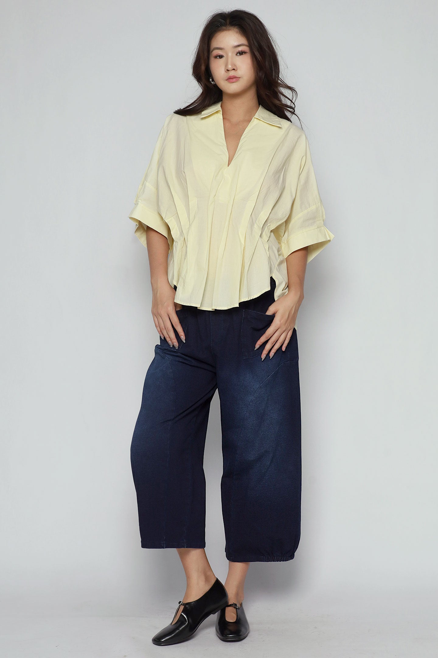 Yuka Pleated Top in Yellow