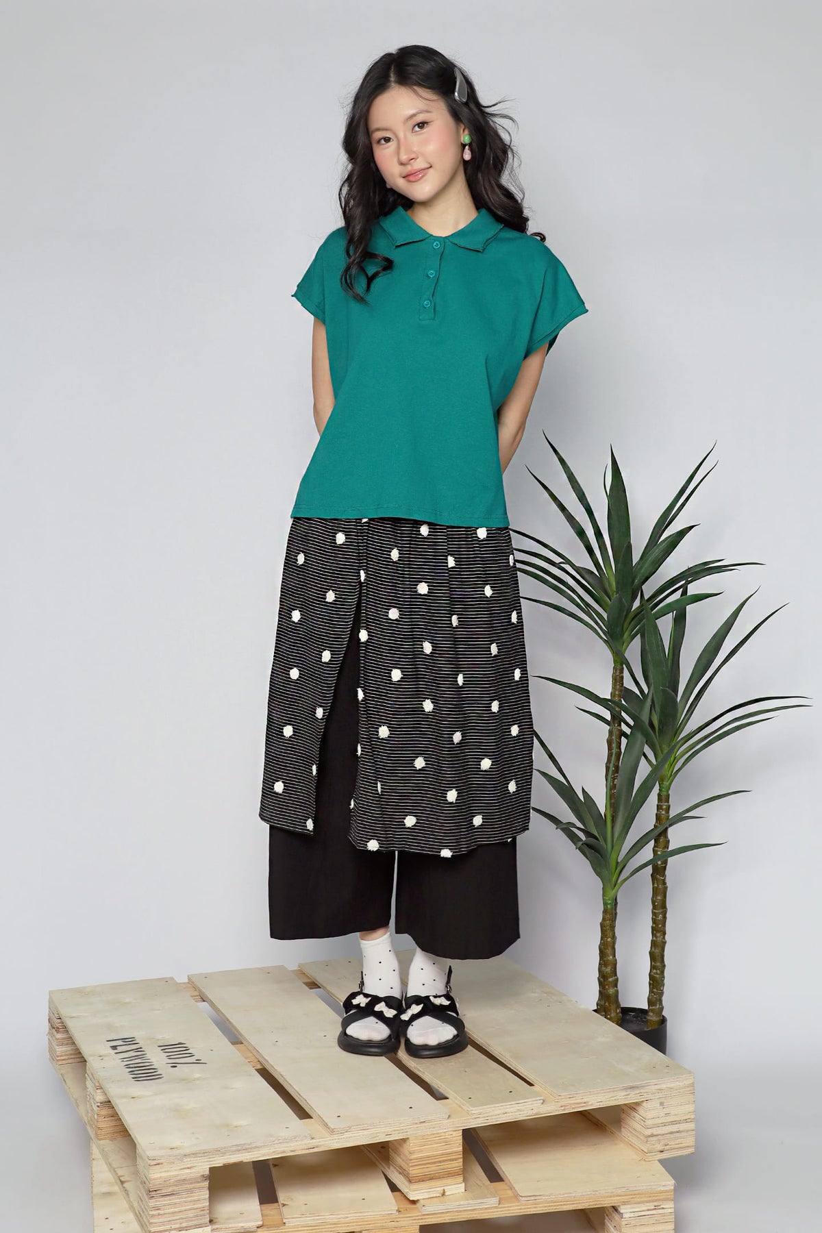 JOY - Zinnie Polo Top in Green