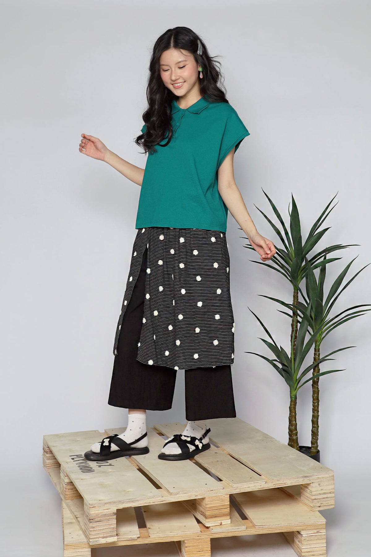 JOY - Zinnie Polo Top in Green