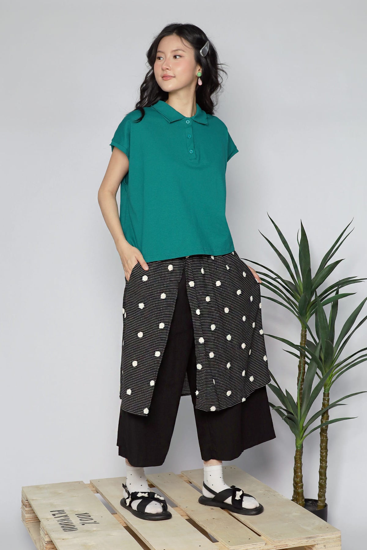 JOY - Zinnie Polo Top in Green